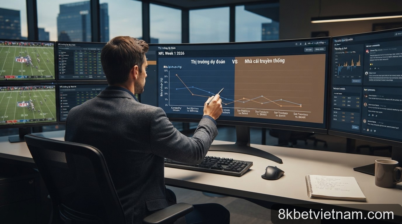 Thị trường dự đoán (Prediction Markets) vs. Nhà cái truyền thống: Phân tích dữ liệu biên lợi nhuận (Vig) trong tuần đầu NFL 2026